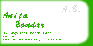 anita bondar business card