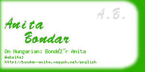 anita bondar business card